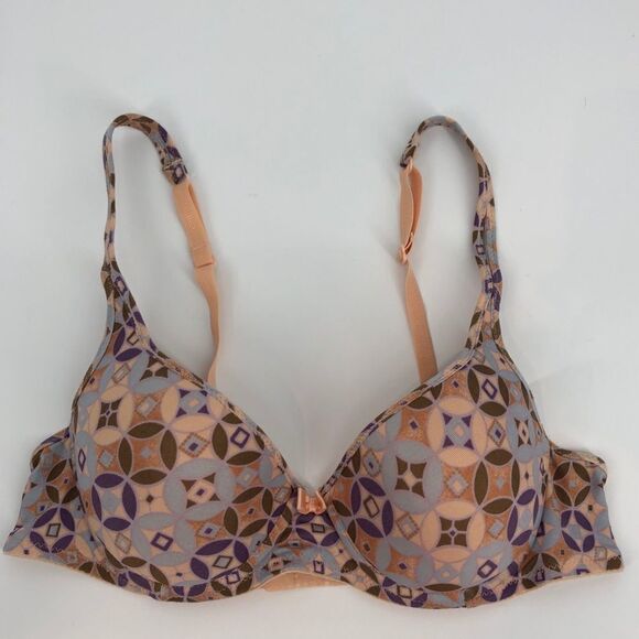 WONDERBRA Microfiber T-Shirt Bra Multicolor Geometric Size 34A - Picture 1 of 7